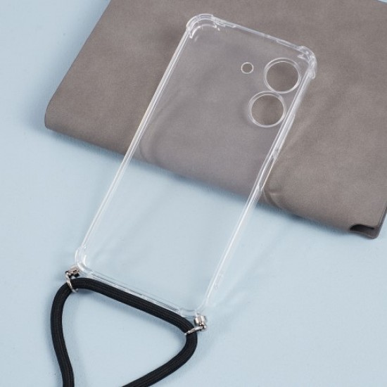 For Xiaomi Redmi 13C 4G / Poco C65 4G Case TPU Drop-resistant Phone Back Cover with Lanyard - Transparent XIAOMI Cases Mobile
