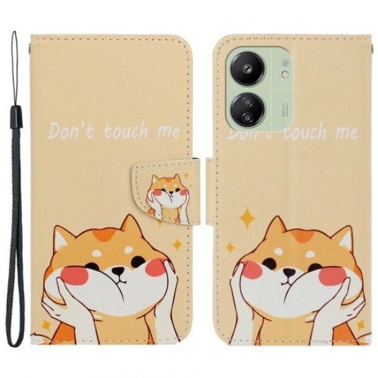 For Xiaomi Redmi 13C 4G / Poco C65 4G Leather Case Pattern Printing Phone Wallet Cover - Akita Dog XIAOMI Cases Mobile