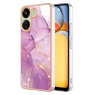 YB IMD Series-2 For Xiaomi Redmi 13C 4G / Poco C65 4G TPU Case Marble Electroplating Frame - Purple 001