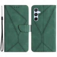 HT05 For Samsung Galaxy S24 Case Shock Absorbing Imprinted PU Leather Phone Cover - Green