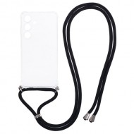 For Samsung Galaxy S24 Case Precise Cutout Transparent Phone Cover with Lanyard