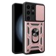For Samsung Galaxy S24 Ultra Case Kickstand Phone Cover with Slide Lens Protection - Rose Gold Samsung Cases Mobile