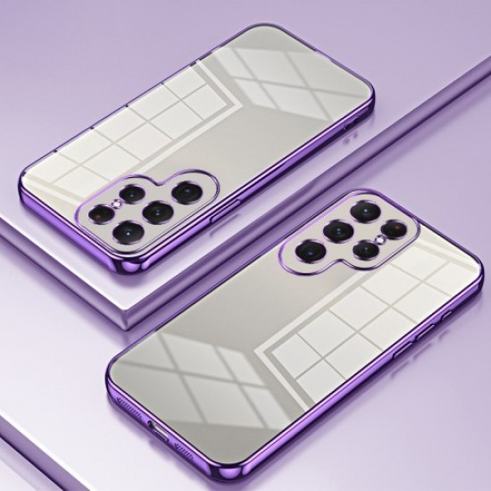 For Samsung Galaxy S24 Ultra TPU Phone Case Electroplated Frame Protective Cover - Purple Samsung Cases Mobile
