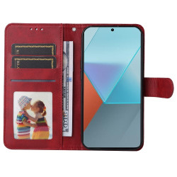 Θήκη Πορτοφόλι με Βάση Στήριξης (Όψη Δέρματος) για Xiaomi Redmi Note 13 Pro 5G / Poco M6 Pro - Κόκκινο