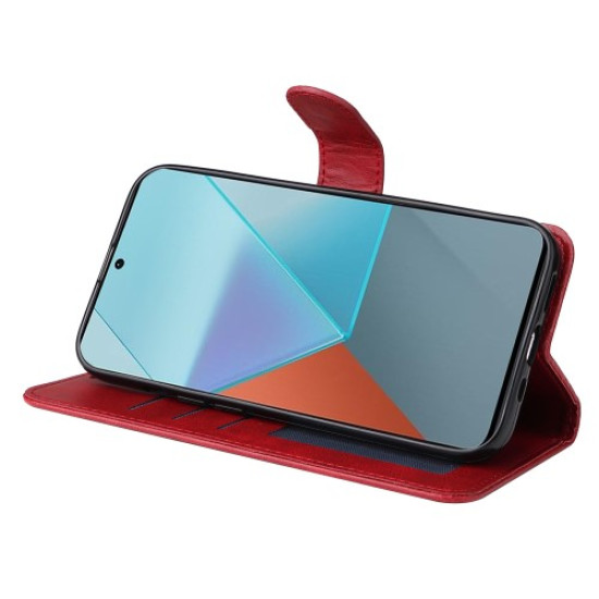 For Xiaomi Redmi Note 13 Pro 5G / Poco M6 Pro Case with Strap Leather Phone Cover Wallet Stand - Red XIAOMI Cases Mobile