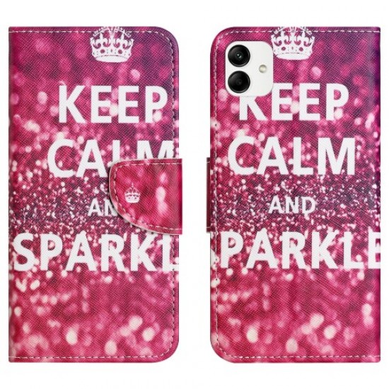 For Motorola Moto G54 5G Case Pattern Printing PU Leather Stand Wallet Phone Cover - Keep Calm and Sparkle Motorola Cases Mobile