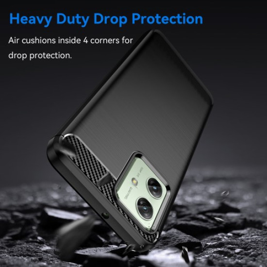 For Motorola Moto G54 5G TPU Case Anti-Scratch Brushed Line Phone Cover - Black Motorola Cases Mobile