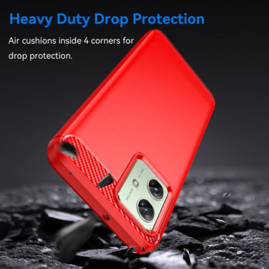For Motorola Moto G54 5G TPU Case Anti-Scratch Brushed Line Phone Cover - Red Motorola Cases Mobile