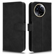 For Realme 11x 5G / 11 5G (Global) Skin-touch Phone Case PU Leather Full Protection Wallet Stand Cover - Black
