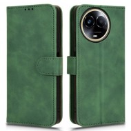 For Realme 11x 5G / 11 5G (Global) Skin-touch Phone Case PU Leather Full Protection Wallet Stand Cover - Green
