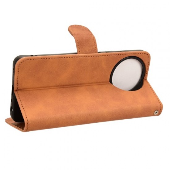 For Realme 11x 5G / 11 5G (Global) Skin-touch Phone Case PU Leather Full Protection Wallet Stand Cover - Brown Oppo Realme Cases Mobile