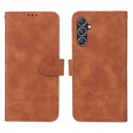 For Samsung Galaxy F34 5G / M34 5G Stand Skin-touch Phone Case Wallet PU Leather Full Protection Phone Cover - Brown