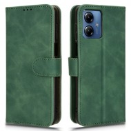 For Motorola Moto G14 4G Dustproof PU Leather Wallet Stand Case Skin-touch Full Protection Phone Cover - Green