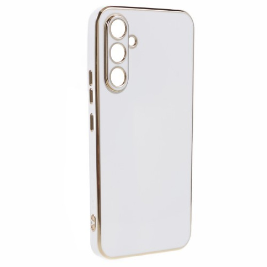 For Samsung Galaxy A25 5G (Global) (161.0 x 76.5 x 8.3mm) Glossy TPU Phone Case 6D Electroplated Shockproof Flexible Cover - White Samsung Cases Mobile