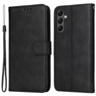 For Samsung Galaxy A25 5G (Global) (161.0 x 76.5 x 8.3mm) Case PU Leather Magnetic Closure Phone Cover - Black