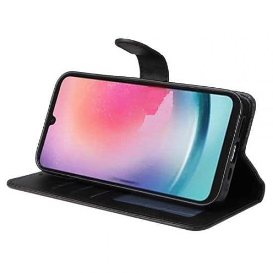 For Samsung Galaxy A25 5G (Global) (161.0 x 76.5 x 8.3mm) Case PU Leather Magnetic Closure Phone Cover - Black Samsung Cases Mobile