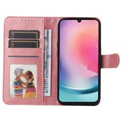For Samsung Galaxy A25 5G (Global) (161.0 x 76.5 x 8.3mm) Case PU Leather Magnetic Closure Phone Cover - Pink For Samsung Galaxy A25 5G (Global) (161.0 x 76.5 x 8.3mm) Case PU Leather Magnetic Closure Phone Cover - Pink