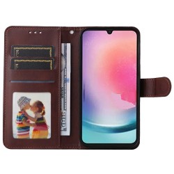 For Samsung Galaxy A25 5G (Global) (161.0 x 76.5 x 8.3mm) Case PU Leather Magnetic Closure Phone Cover - Brown For Samsung Galaxy A25 5G (Global) (161.0 x 76.5 x 8.3mm) Case PU Leather Magnetic Closure Phone Cover - Brown