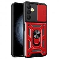 Υβριδική Θήκη με Πορτάκι Κάμερας και Δαχτυλίδι Κρατήματος για Samsung Galaxy A25 5G (Global) - Κόκκινο