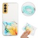 For Samsung Galaxy S23 FE Phone Case Marble Pattern Embossing Soft TPU Anti-scratch Cover with Lanyard - Yellow Samsung Cases Mobile