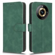 For Realme 11 Pro 5G / 11 Pro+ 5G Anti-Scratch PU Leather Wallet Flip Cover Skin-touch Stand Phone Case - Green
