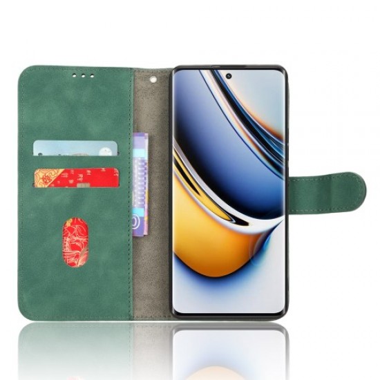 For Realme 11 Pro 5G / 11 Pro+ 5G Anti-Scratch PU Leather Wallet Flip Cover Skin-touch Stand Phone Case - Green Oppo Realme Cases Mobile