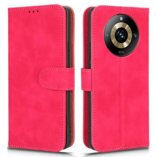 For Realme 11 Pro 5G / 11 Pro+ 5G Anti-Scratch PU Leather Wallet Flip Cover Skin-touch Stand Phone Case - Rose Oppo Realme Cases Mobile