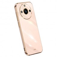 XINLI For Realme 11 Pro+ 5G / 11 Pro 5G TPU Phone Case Electroplated Gold Edge Drop-proof Cover - Pink