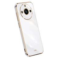 XINLI For Realme 11 Pro+ 5G / 11 Pro 5G TPU Phone Case Electroplated Gold Edge Drop-proof Cover - White