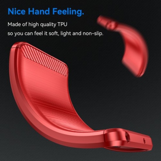 For Realme 11 Pro+ 5G / 11 Pro 5G Brushed Soft TPU Phone Case Carbon Fiber Texture Back Cover - Red Oppo Realme Cases Mobile