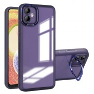 For Samsung Galaxy A04e 4G / F04 4G / M04 4G Matte Phone Case Soft TPU Kickstand Cover with Lens Film - Purple