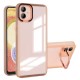 For Samsung Galaxy A04e 4G / F04 4G / M04 4G Matte Phone Case Soft TPU Kickstand Cover with Lens Film - Pink Samsung Cases Mobile