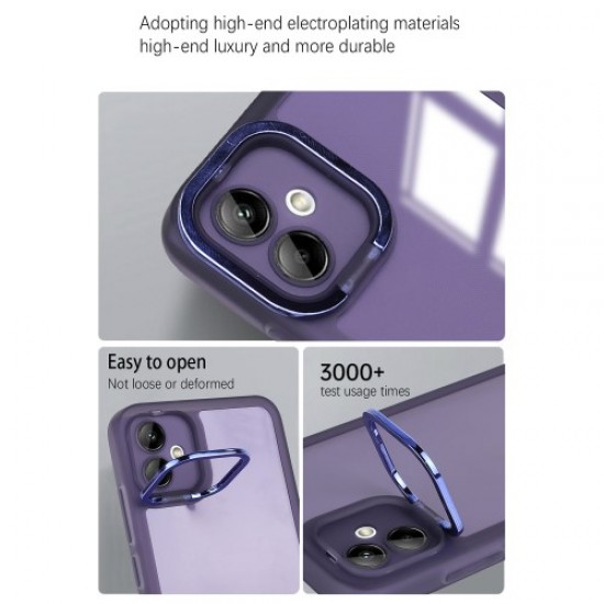 For Samsung Galaxy A04e 4G / F04 4G / M04 4G Matte Phone Case Soft TPU Kickstand Cover with Lens Film - Pink Samsung Cases Mobile