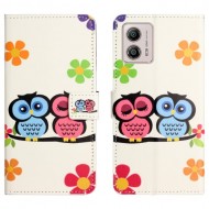 For Motorola Moto G53 5G / G23 4G / G13 4G Stand Phone Case PU Leather Pattern Printing Phone Wallet Cover - Couple Owls