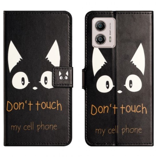 For Motorola Moto G53 5G / G23 4G / G13 4G Stand Phone Case PU Leather Pattern Printing Phone Wallet Cover - Don't Touch My Cell Phone Motorola Cases Mobile