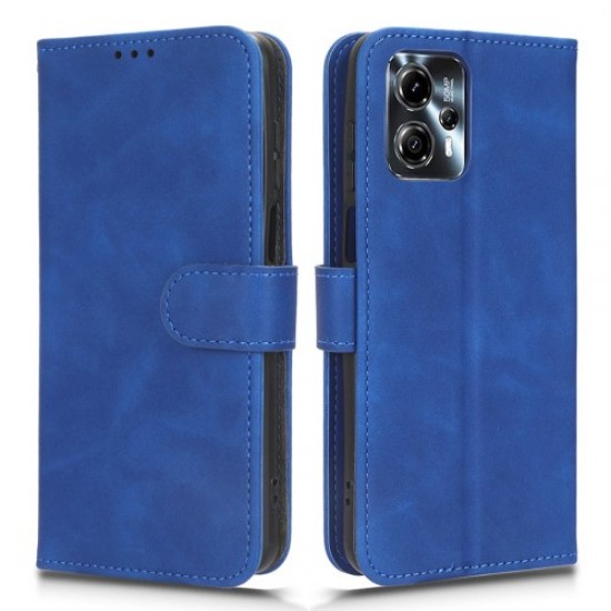 For Motorola Moto G13 4G / G23 4G / G53 5G PU Leather Phone Case Stand Skin-touch Feeling Flip Wallet Cover - Blue Motorola Cases Mobile