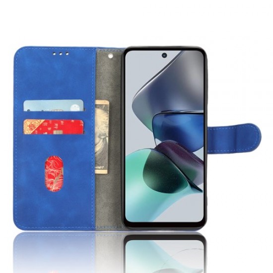 For Motorola Moto G13 4G / G23 4G / G53 5G PU Leather Phone Case Stand Skin-touch Feeling Flip Wallet Cover - Blue Motorola Cases Mobile