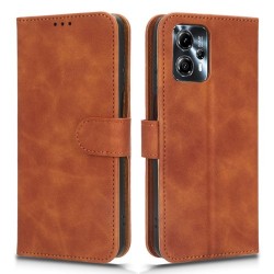 Θήκη Πορτοφόλι με Βάση Στήριξης (Όψη Δέρματος) για Motorola Moto G23 4G / G53 5G / G13 4G - Καφέ
