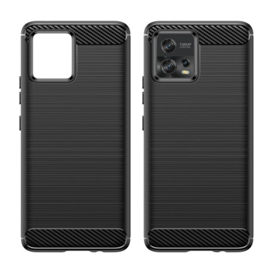 For Motorola Moto G72 4G Drop Protection Flexible TPU Phone Back Cover Brushed Carbon Fiber Texture Cell Phone Case - Black Motorola Cases Mobile