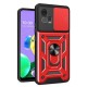 For Motorola Moto G72 4G Kickstand PC+TPU Phone Case Slide Push Pull Camera Lens Protection Cover - Red Motorola Cases Mobile