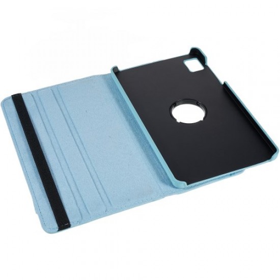For Realme Pad Mini Wear-resistant Solid Color Leather Tablet Case 360-degree Rotating Protective Cover with Stand Support Horizontal/Vertical View - Baby Blue Oppo Realme Tablet Cases