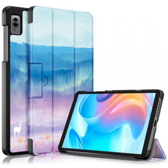 For Realme Pad Mini Trifold Leather Tablet Case Pattern Printed Folio Flip Magnetic Clasp Anti-fall Cover - Dream Deer Oppo Realme Tablet Cases