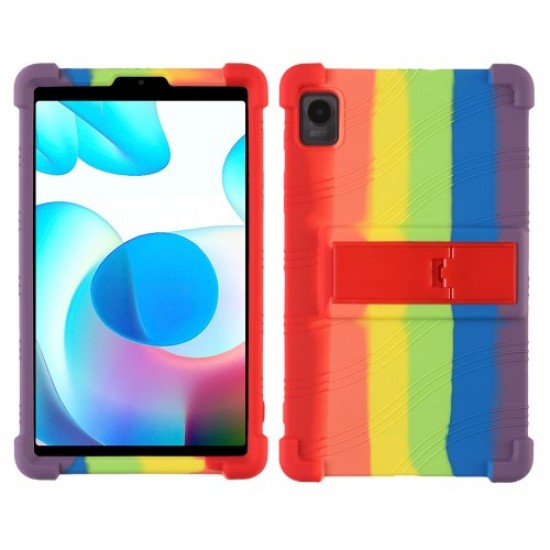 Protective Cover for Realme Pad Mini 8.7-inch with PC Kickstand. Scratch Resistant Soft Silicone Tablet Case - Rainbow Oppo Realme Tablet Cases