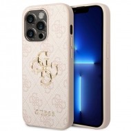 Guess 4G Big Metal Logo Σκληρή Θήκη Πλάτης για iPhone 14 Pro - Ροζ