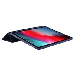 For iPad Pro 12,9 (2022) / (2021) / (2020) Skin-touch PU Leather Case Full Protection Tri-fold Stand Tablet Cover with Auto Wake - Dark Blue For iPad Pro 12,9 (2022) / (2021) / (2020) Skin-touch PU Leather Case Full Protection Tri-fold Stand Tablet Cover with Auto Wake - Dark Blue
