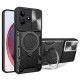 For Realme C53 4G Slide Camera Shield Phone Case Rotating Kickstand PC+TPU Back Cover - Black Oppo Realme Cases Mobile