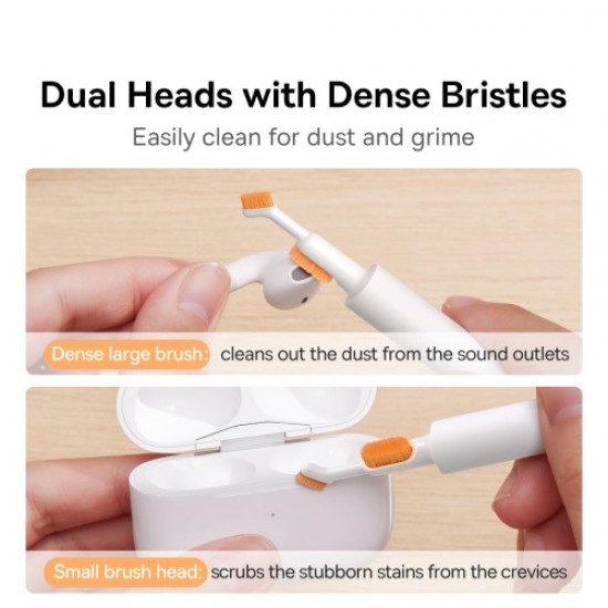 BASEUS Cleaning Brush Bluetooth Headset Cleaner Pen Shape Brush Wireless TWS Earphone Cleaning Tool - White Bluetooth Headsets / Speakers