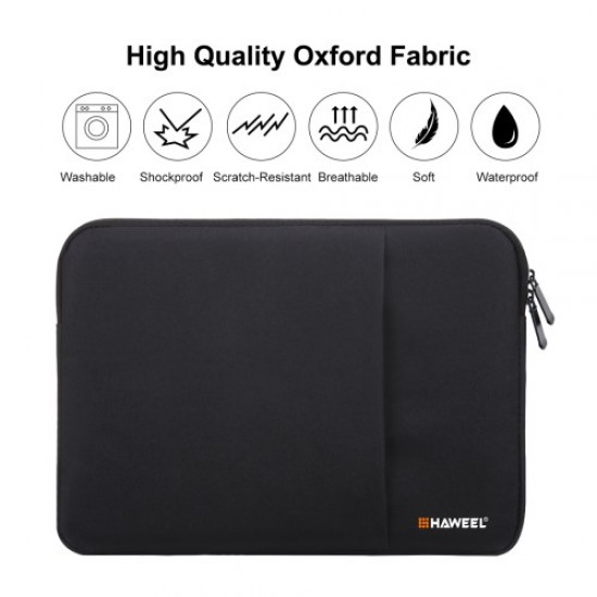 HAWEEL Splash-proof Shockproof Oxford Sleeve Laptop Pouch for 15-inch Tablets/Notebooks - Black Universal Tablets Cases