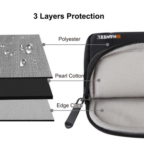 HAWEEL Splash-proof Shockproof Oxford Sleeve Laptop Pouch for 15-inch Tablets/Notebooks - Black Universal Tablets Cases