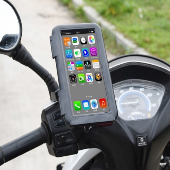 S2102 Motorcycle Phone Bag Bicycle Rear View Mirror Mount Holder Stand Waterproof Case Cover Holders & Docks